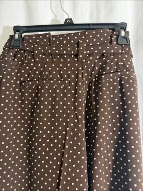 7th Avenue Design Studio Polka Dot Wide-Leg Belted Pants in Brown